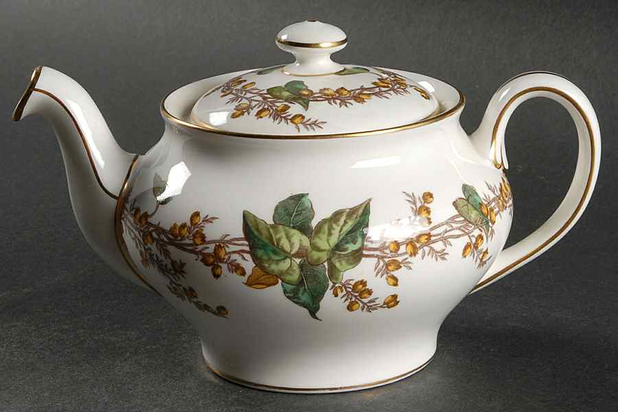 Lothian (Wreath Backstamp) Individual Teapot & Lid by Minton-1