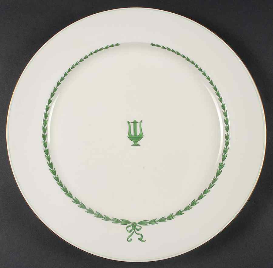 Lyre Green 14" Chop Plate (Round Platter) by Minton-1