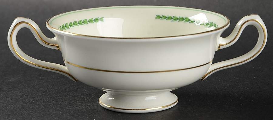 Lyre Green Footed Cream Soup Bowl by Minton-1