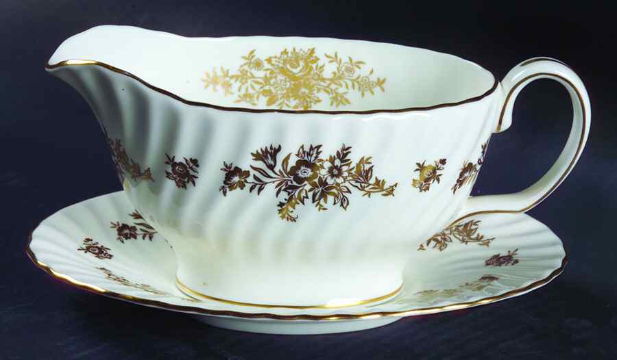 Marlow Gold Gravy Boat & Underplate by Minton-1