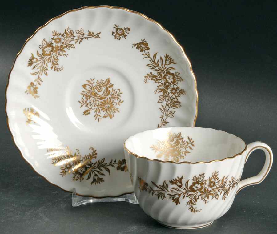 Marlow Gold Flat Cup & Saucer Set by Minton-1