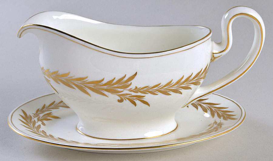 Malta Gold (H4901) Gravy Boat with Attached Underplate by Minton-1