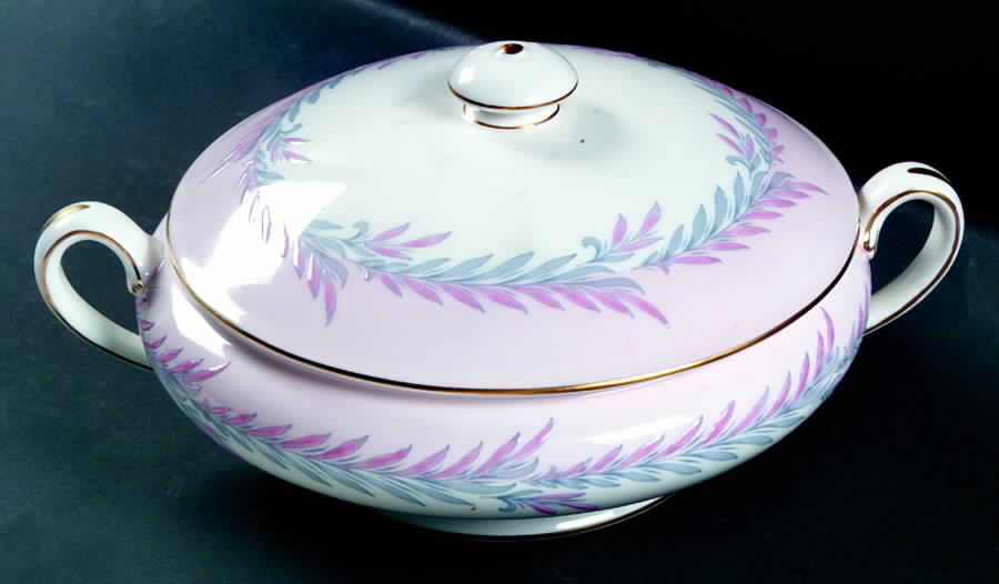 Malta Pink Round Covered Vegetable by Minton-1