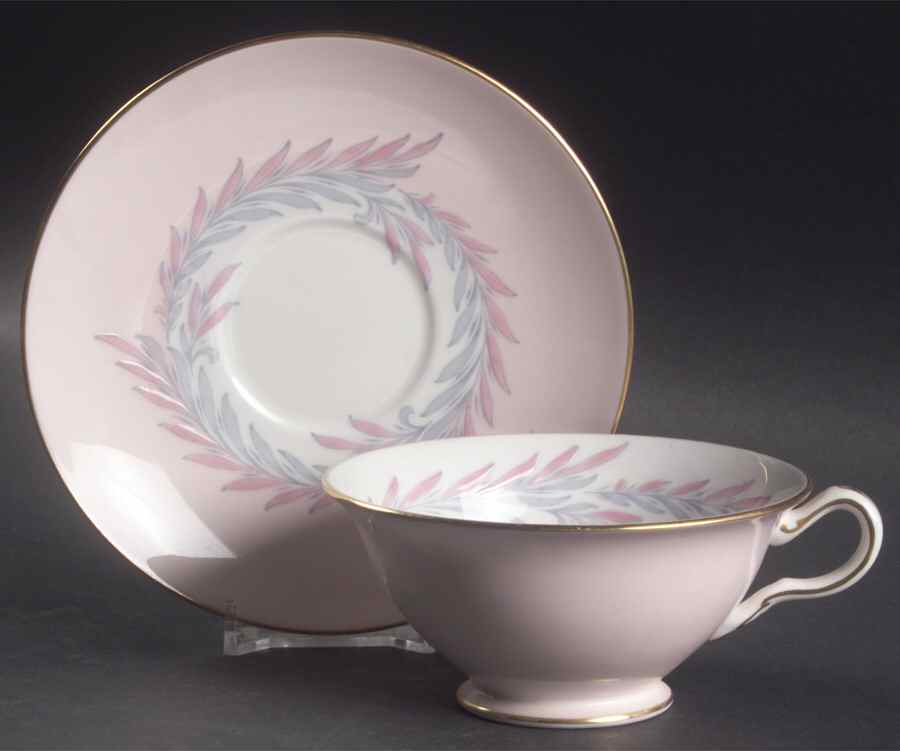 Malta Pink Footed Cup & Saucer Set by Minton-1