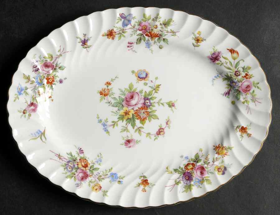 Marlow (Older, Globe Backstamp) 10" Oval Serving Platter by Minton-1