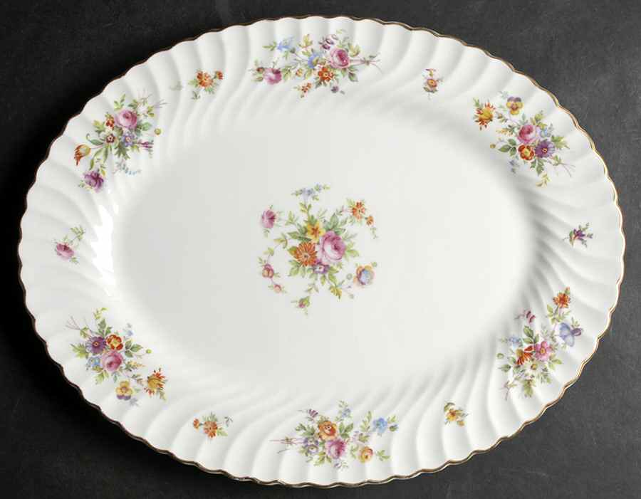 Marlow (Older, Globe Backstamp) 14" Oval Serving Platter by Minton-1