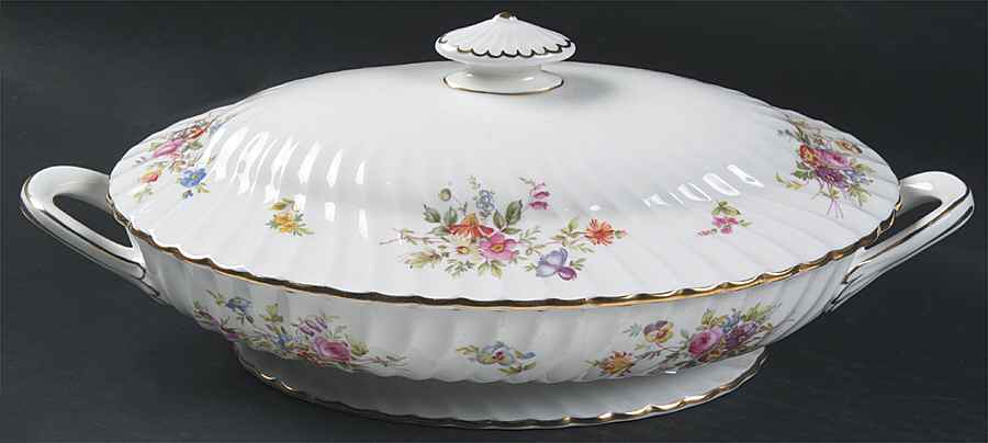 Marlow (Older, Globe Backstamp) Oval Covered Vegetable by Minton-1