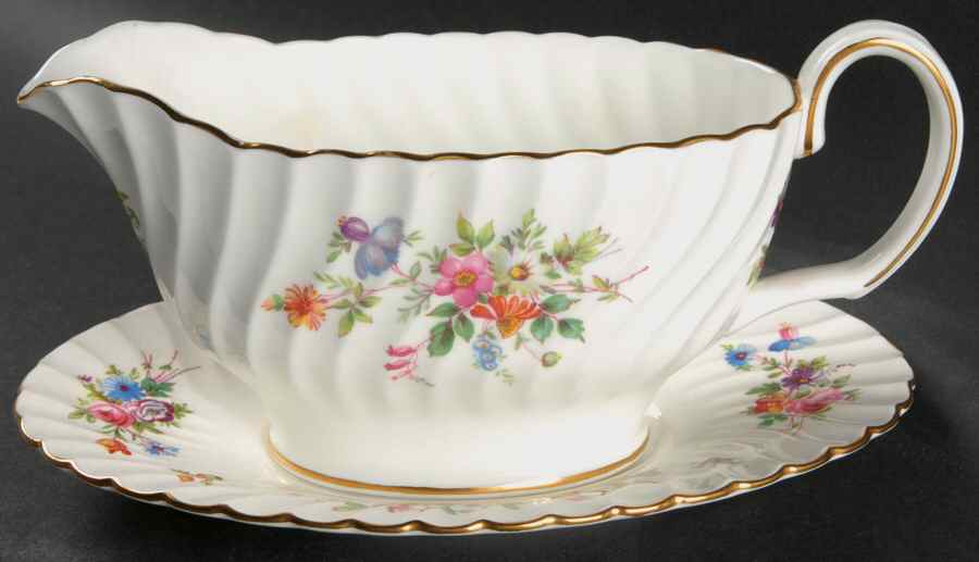Marlow (Older, Globe Backstamp) Gravy Boat & Underplate by Minton-1