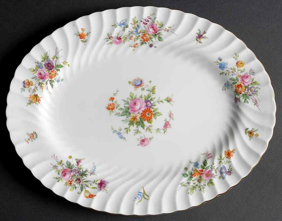 Marlow (Older, Globe Backstamp) 12" Oval Serving Platter by Minton-1
