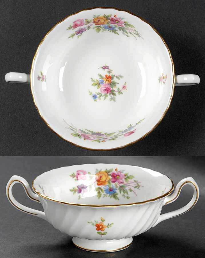 Marlow (Older, Globe Backstamp) Footed Cream Soup Bowl by Minton-1