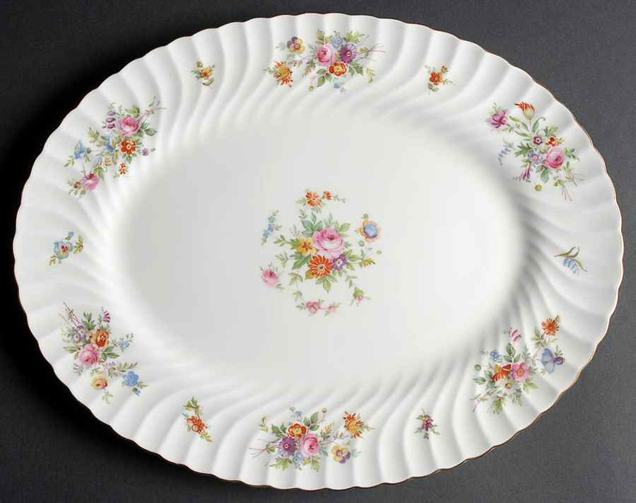 Marlow (Older, Globe Backstamp) 15" Oval Serving Platter by Minton-1