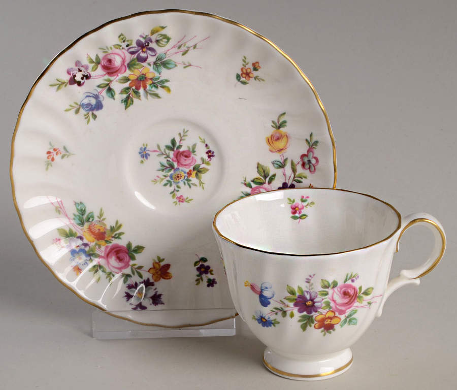 Marlow (Newer, Wreath Backstamp) Footed Demitasse Cup & Saucer Set by Minton-1
