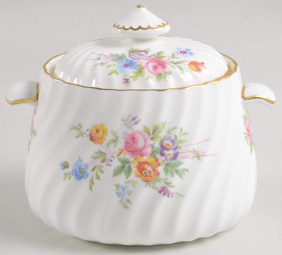 Marlow (Newer, Wreath Backstamp) Sugar Bowl & Lid by Minton-1