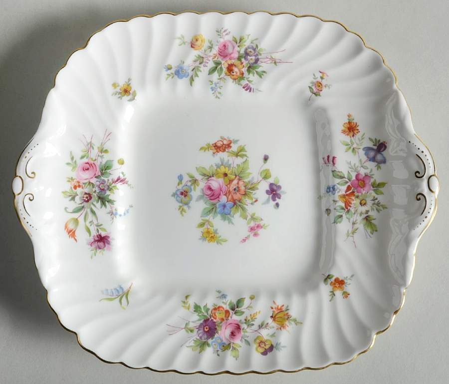 Marlow (Newer, Wreath Backstamp) Square Handled Cake Plate by Minton-1