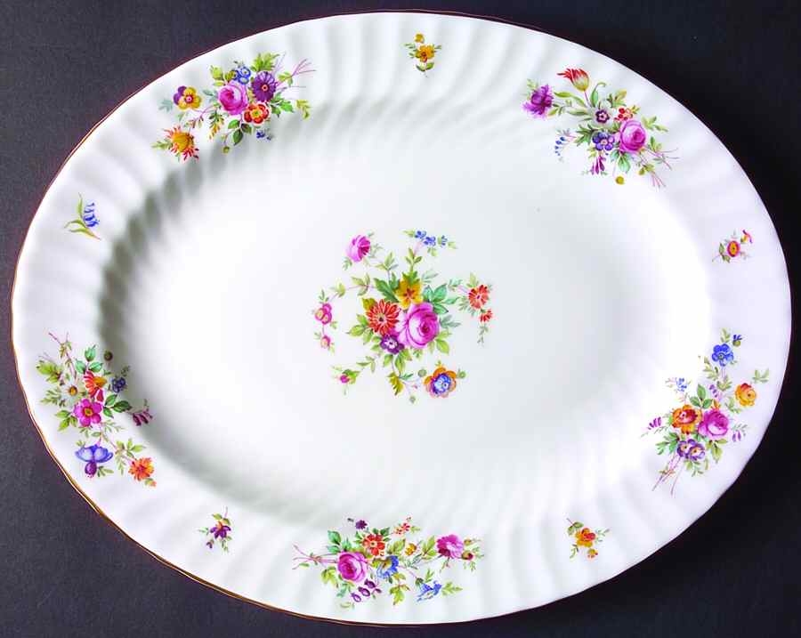 Marlow (Newer, Wreath Backstamp) 13" Oval Serving Platter by Minton-1