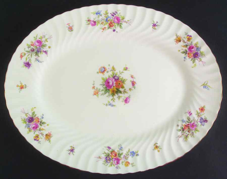 Marlow (Newer, Wreath Backstamp) 15" Oval Serving Platter by Minton-1