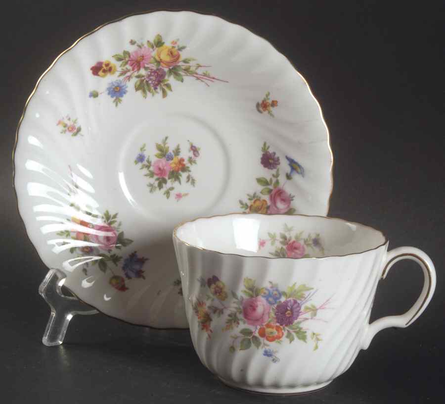 Marlow (Newer, Wreath Backstamp) Oversized Cup & Saucer Set by Minton-1