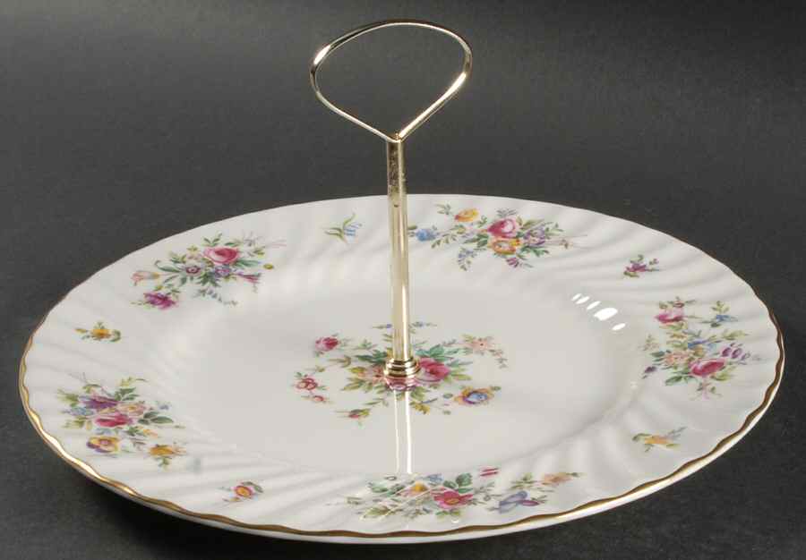 Marlow (Newer, Wreath Backstamp) Round Serving Plate with Handle (DP) by Minton-1