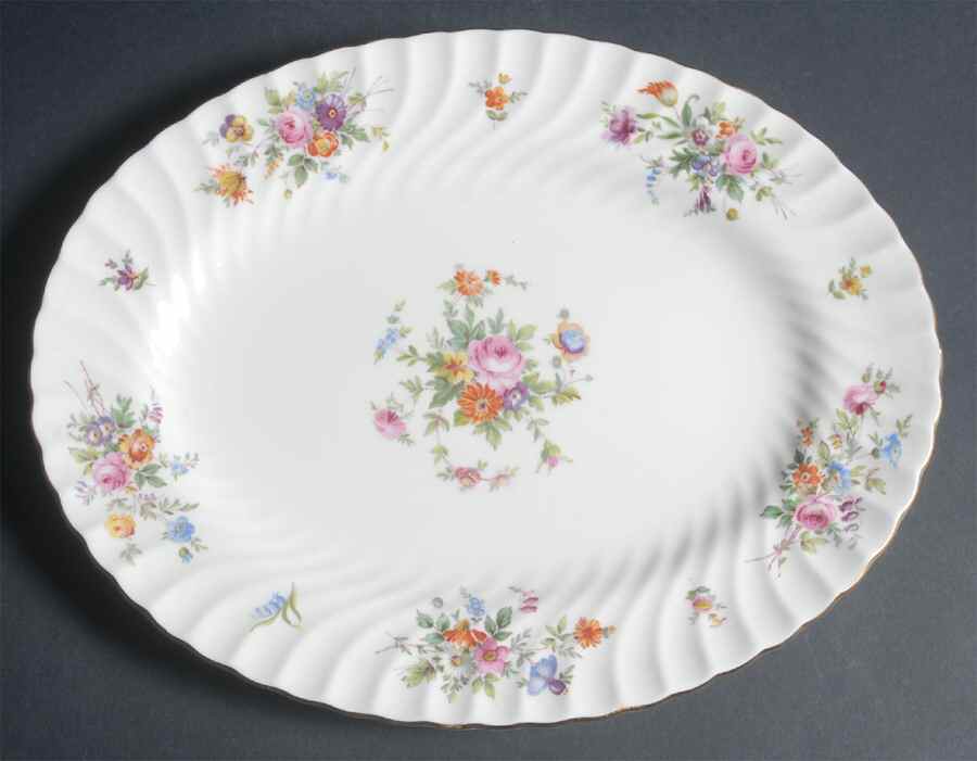 Marlow (Newer, Wreath Backstamp) 12" Oval Serving Platter by Minton-1