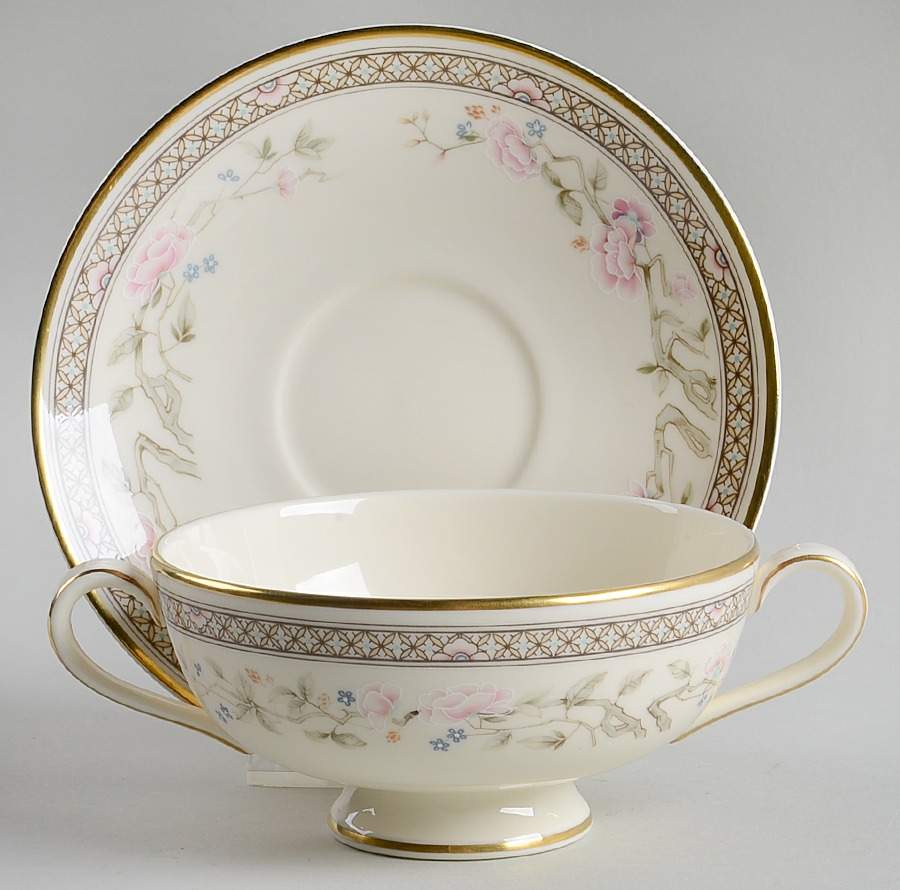 Marquesa Footed Cream Soup Bowl & Saucer Set by Minton-1