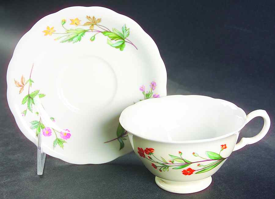Meadow Scalloped Footed Cup & Saucer Set by Minton-1