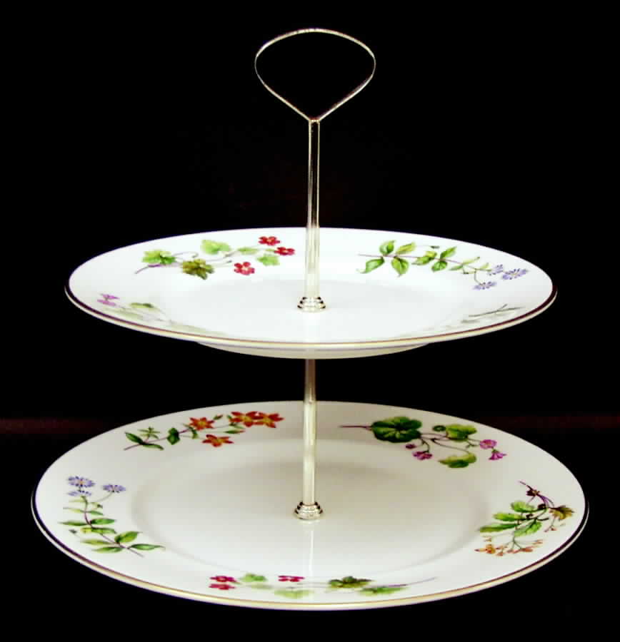 Meadow Smooth 2 Tiered Serving Tray (Dinner & Salad Plate) by Minton-1