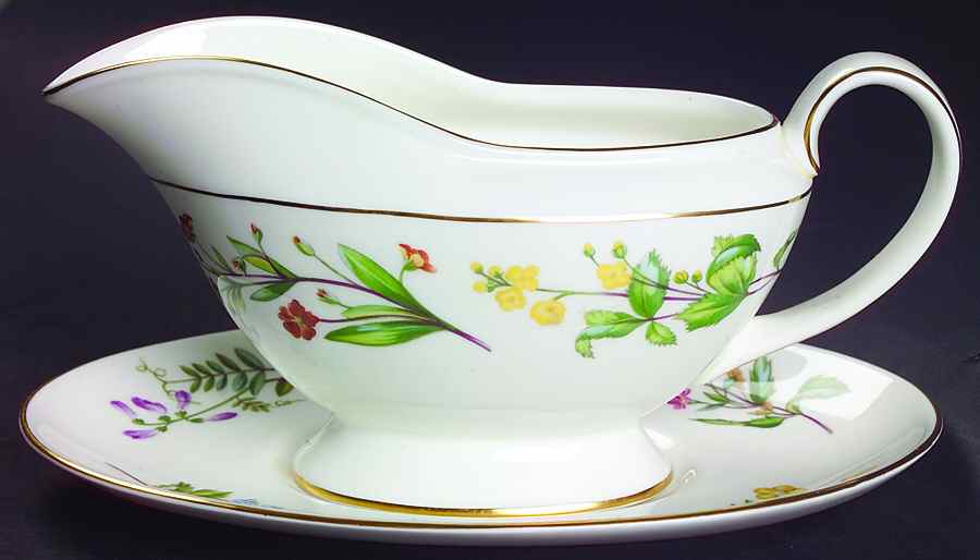 Meadow Smooth Gravy Boat & Underplate by Minton-1