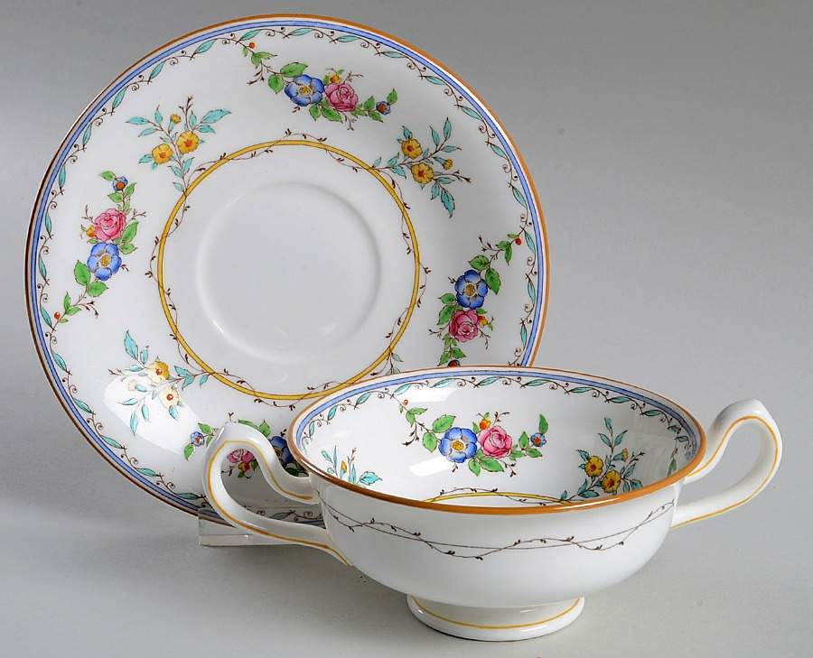 Melrose Flat Cream Soup Bowl & Saucer Set by Minton-1