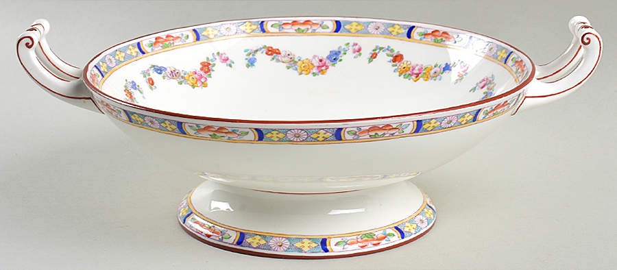 Minton Rose (Older, Smooth) Large Handled Fruit Bowl by Minton-1