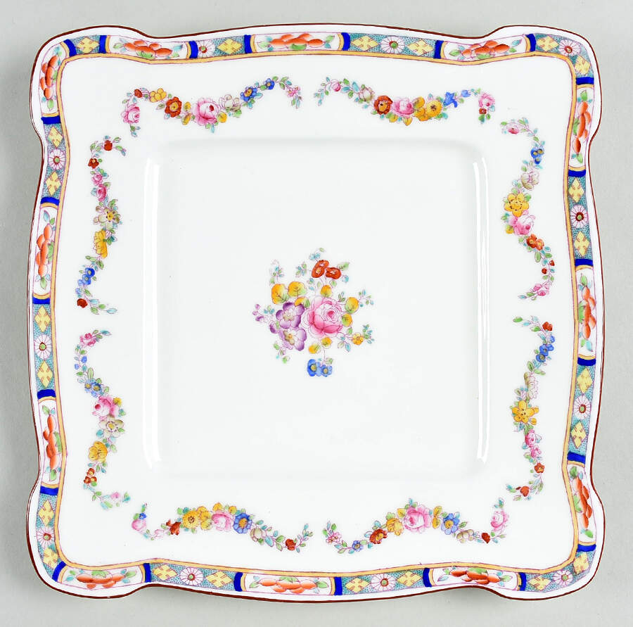 Minton Rose (Older, Smooth) 9" Square Cake Plate by Minton-1
