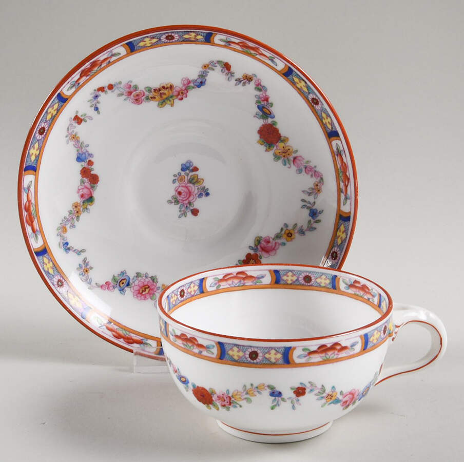 Minton Rose (Older, Smooth) Footed Cup & Saucer Set by Minton-1