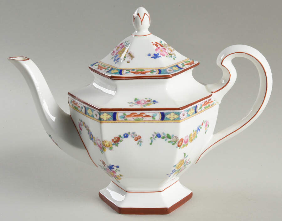 Minton Rose (Older, Smooth) Teapot & Lid by Minton-1