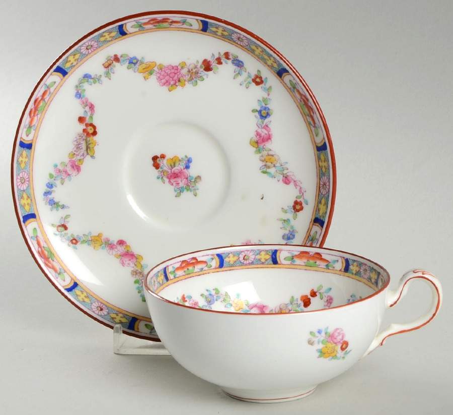 Minton Rose (Older, Smooth) Flat Cup & Saucer Set by Minton-1