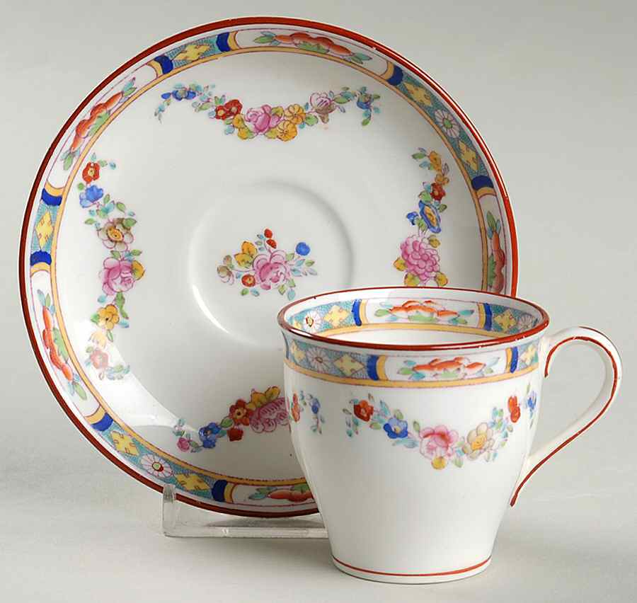 Minton Rose (Older, Smooth) Flat Demitasse Cup & Saucer Set by Minton-1