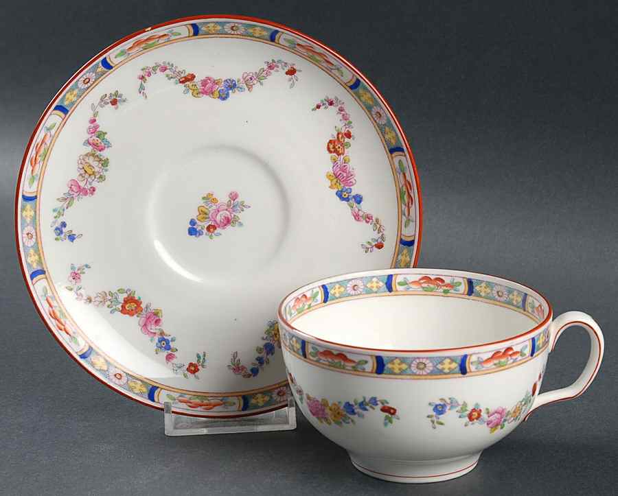 Minton Rose (Older, Smooth) Flat Cup & Saucer Set by Minton-1