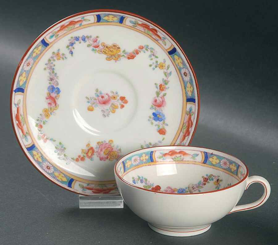 Minton Rose (Older, Smooth) Flat Demitasse Cup & Saucer Set by Minton-1