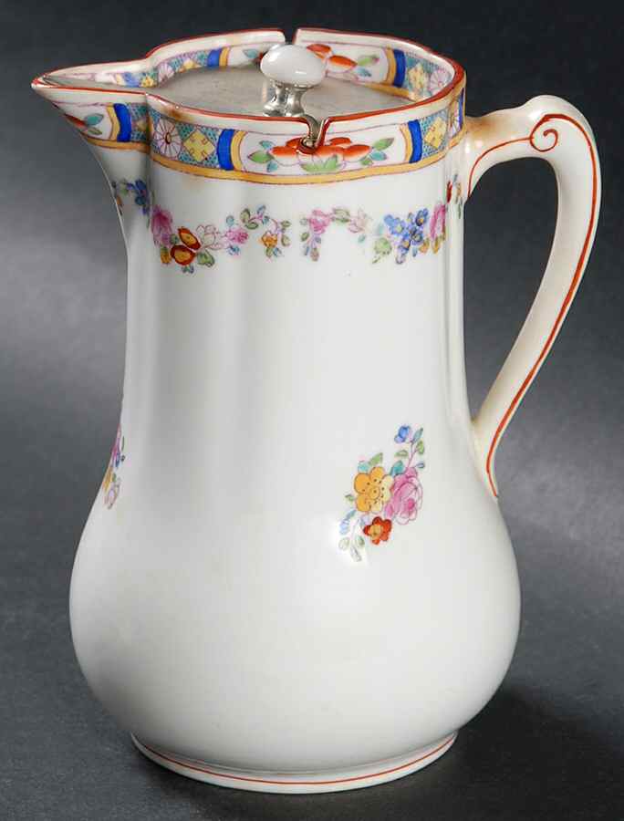 Minton Rose (Older, Smooth) Creamer & Metal Lid by Minton-1