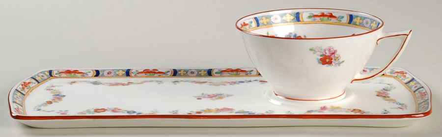 Minton Rose (Older, Smooth) Dessert Tray & Cup Set by Minton-1
