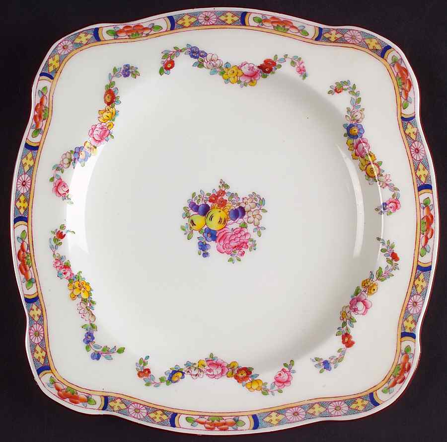 Minton Rose (Older, Smooth) Square Luncheon Plate by Minton-1