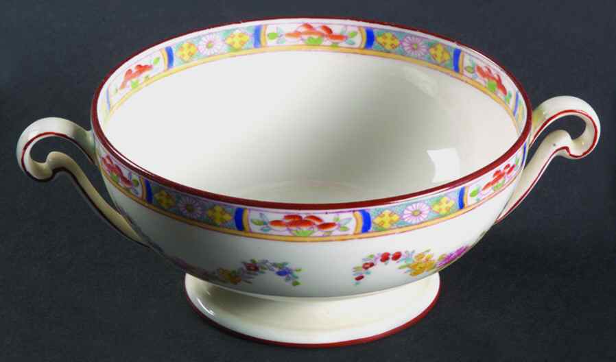 Minton Rose (Older, Smooth) Footed Cream Soup Bowl by Minton-1