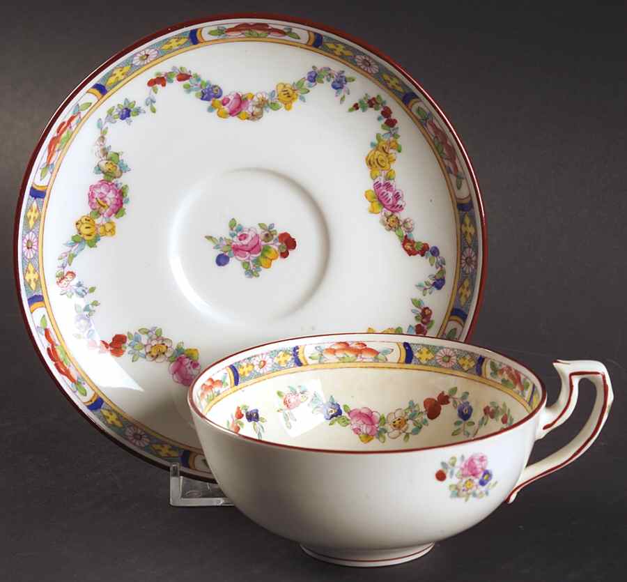 Minton Rose (Older, Smooth) Flat Cup & Saucer Set by Minton-1