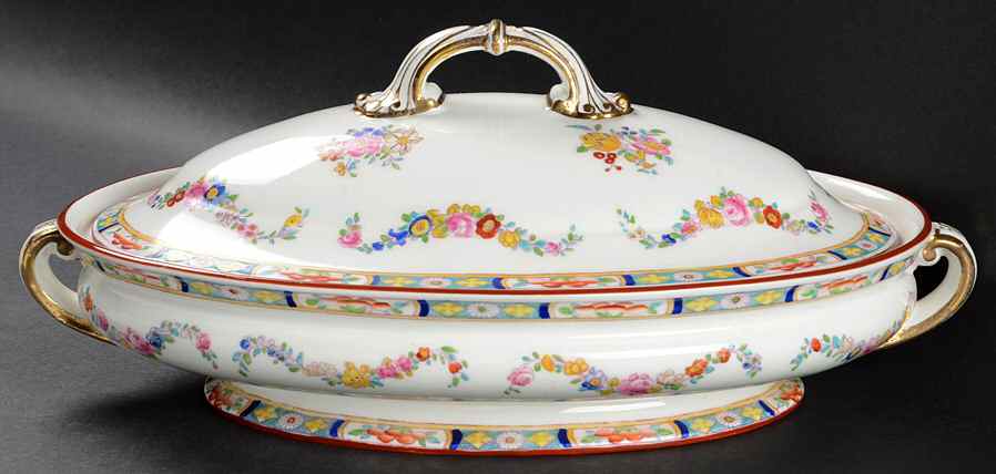 Minton Rose (Older, Smooth) Oval Covered Vegetable by Minton-1