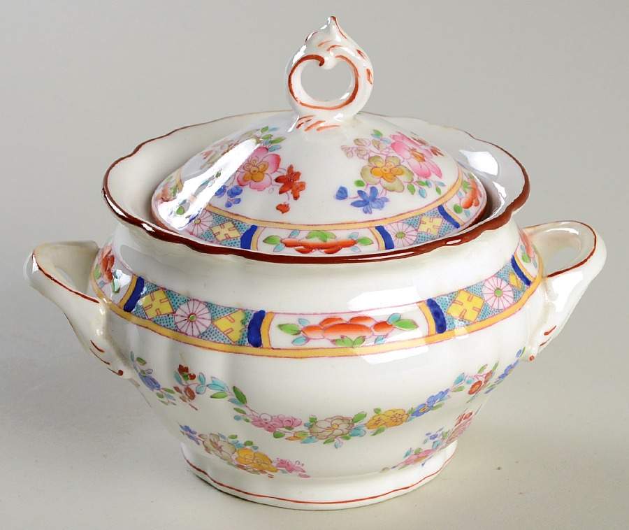 Minton Rose (Older, Scaloped) Sugar Bowl & Lid by Minton-1