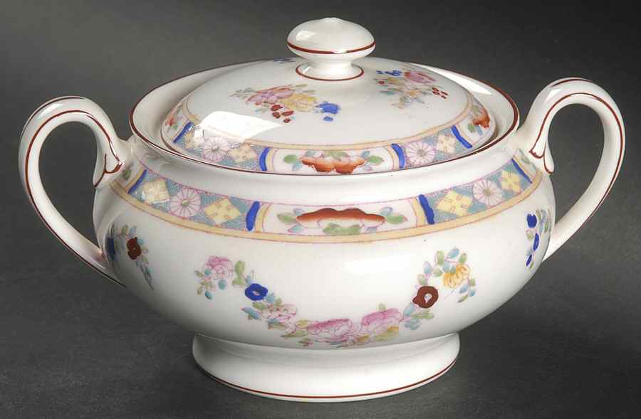 Minton Rose (Newer, Smooth) Sugar Bowl & Lid by Minton-1