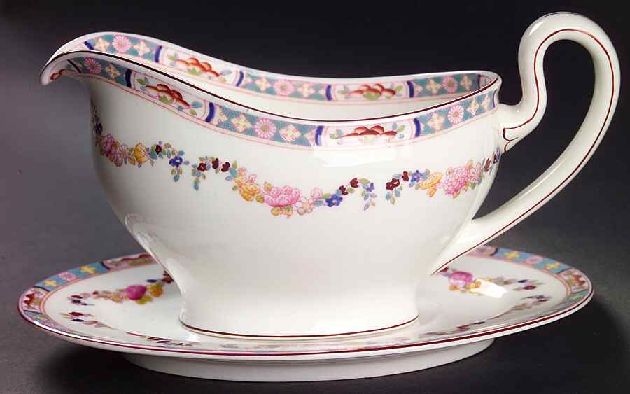 Minton Rose (Newer, Smooth) Gravy Boat & Underplate by Minton-1