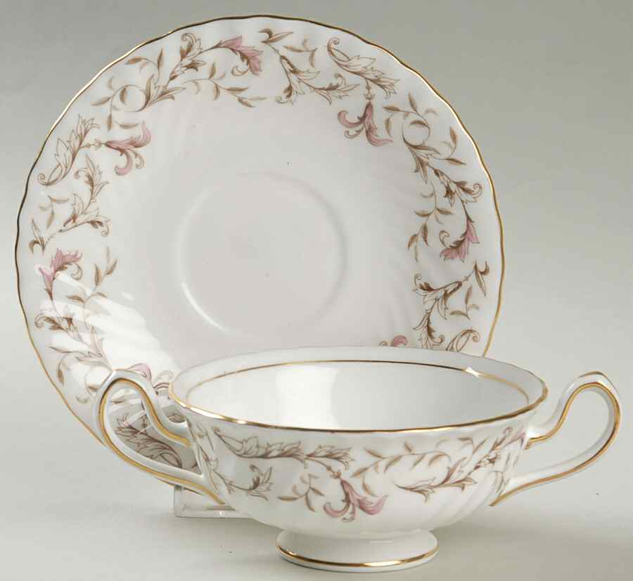 Moorland Footed Cream Soup Bowl & Saucer Set by Minton-1