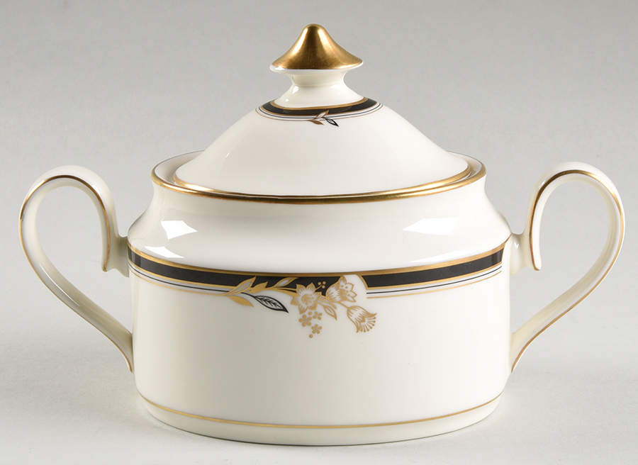 Newbury Black Band Newer Sugar Bowl & Lid by Minton-1