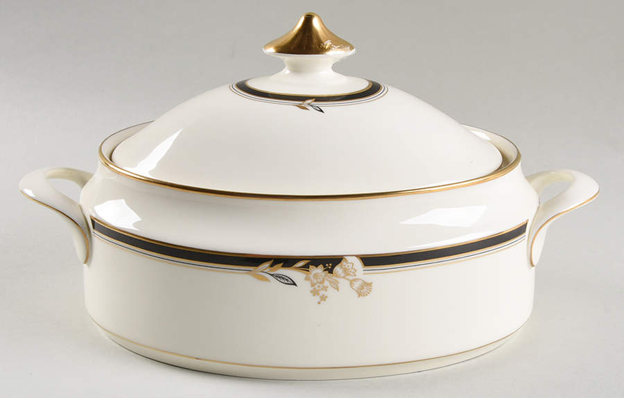 Newbury Black Band Newer Oval Covered Vegetable by Minton-1