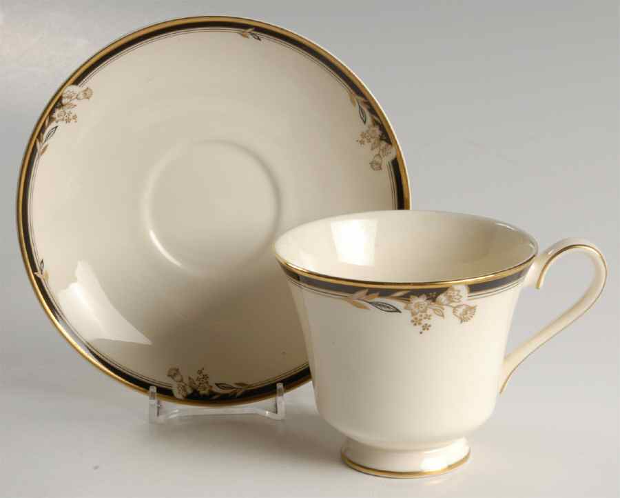 Newbury Black Band Newer Footed Cup & Saucer Set by Minton-1