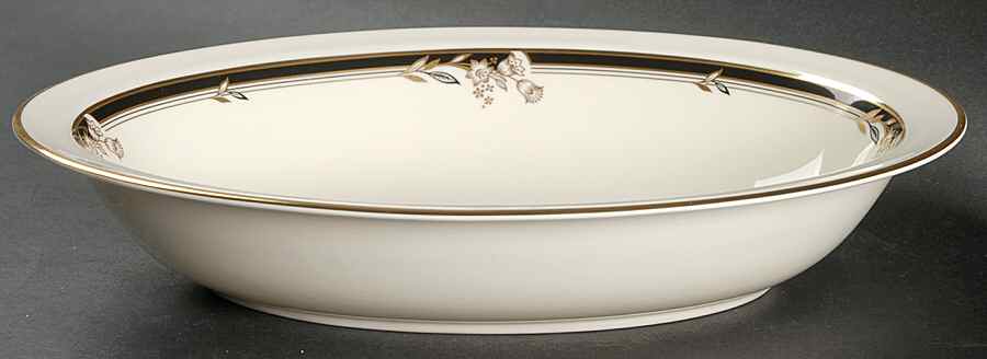 Newbury Black Band Newer 10" Oval Vegetable Bowl by Minton-1